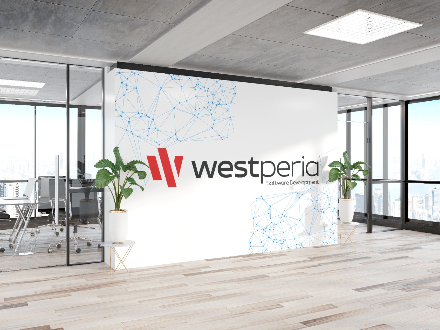 Westperia branded office wall installation